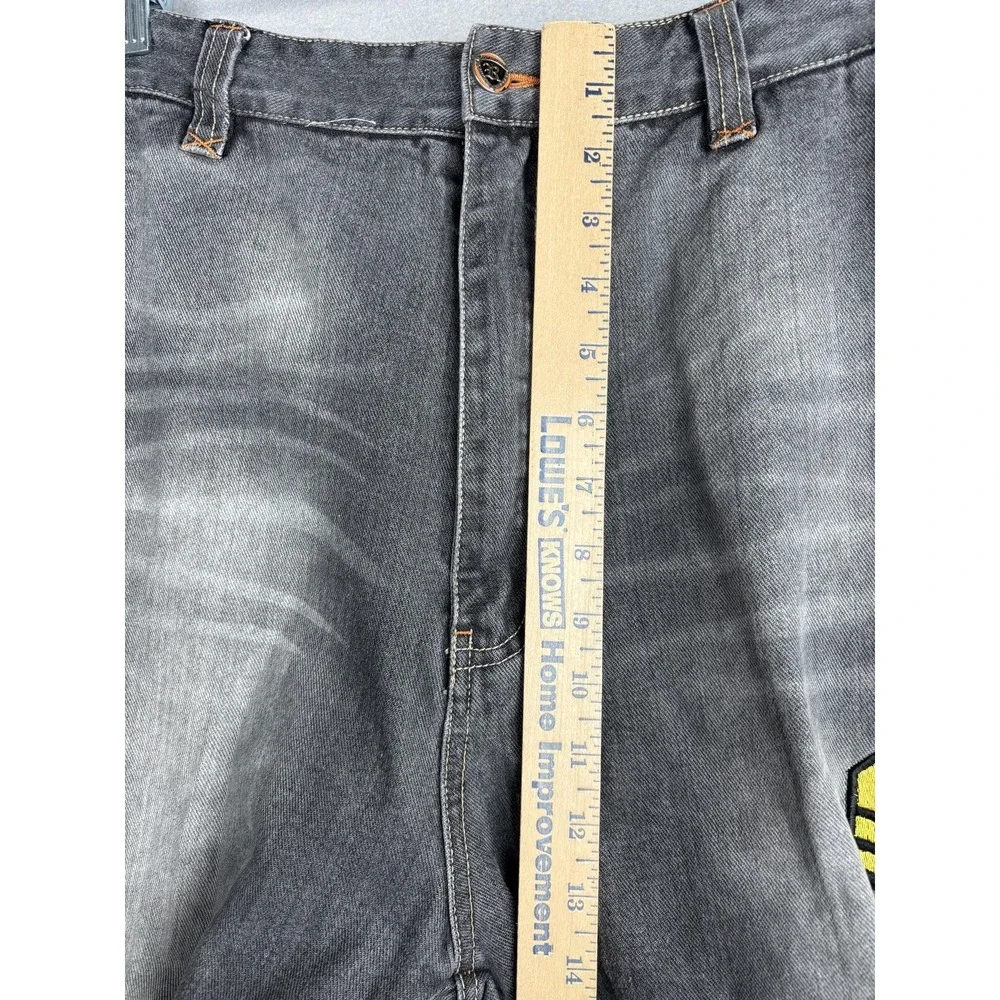Raw Blue Jeans Mens W34 L34 Gray Cargo Pants Patchwork Badge Streetwear Y2K